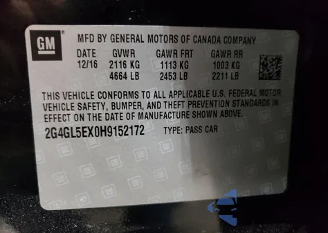 2017 Buick Regal Sport Touring from USA, damaged, VIN 2G4GL5EX0H9152172